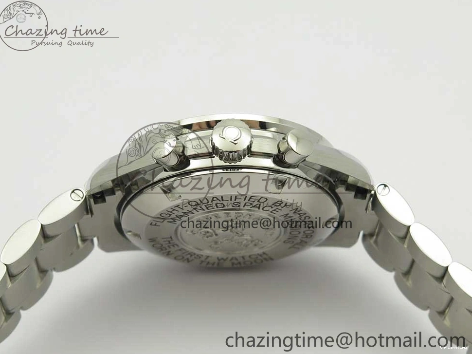 0318 WaterResistant Speedmaster SS Sapphire Crystal Panda White Black Dial on SS Bracelet Manual Winding Chrono Movement 7956